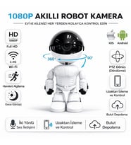 1080P Akıllı Robot Kamera WiFi Güvenlik Kamerası 360° Dönebilen Gece Görüşlü Sesli İzleme