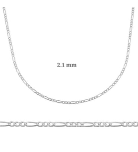 2.10 mm Gümüş Figaro Zincir - 0.60 mikron