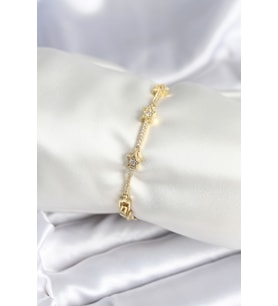 Pirinç Gold Renk Halley Yıldız Model Kadın Bileklik - Tj-Bb7984