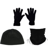Unisex Erkek Kadın Siyah Polar Boyunluk Eldiven Bere 3'lü Kışlık Set