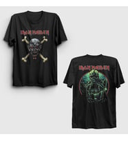 Presmono Unisex Siyah Wizard Metal Iron Maiden Sırt Baskılı T-Shirt 518311tt