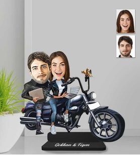 Kişiye Özel Motorcu Sevgili Ahşap Biblo-4