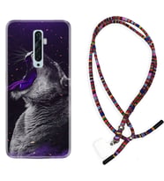 Oppo Reno 2Z 4 Lite 4 Pro 5 6 7 A31 Kılıf Boyun Asklı Rasta Silikon Purple Leopar 1750