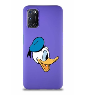 Oppo A92 Soft Premier Kapak Donald Duck-F Tasarımlı Silikon Kılıf - Mor (Şeffaf)