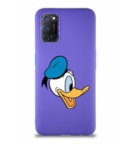Oppo A92 Soft Premier Kapak Donald Duck-F Tasarımlı Silikon Kılıf - Mor (Şeffaf)