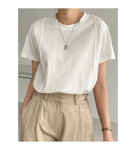 Kadın Kısa Kollu Çizgi Detaylı Basic Tişört Süprem Kumaş Yazlık Rahat T-Shirt