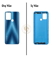 Infinix Hot 10T Mavi Uyumlu Arka Kapak Arka Cam Batarya Pil Kapağı Lazer Kesim Back Cover