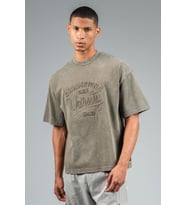 Maraton Oversize Erkek Bisiklet Yaka Açık Haki- T-shirt