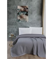 Klimalı Pike,%100 Pamuk Petekli Pike, Dörtmevsim Pike Battal Boy 240x260 Gri