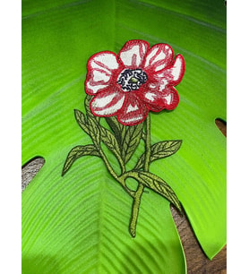 20X11 CM NAKIŞ İŞLEME ÇİÇEK ARMA DİKİŞ APLİKE (Kırmızı)