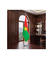 Burkina Faso Direkli - Altın Saçaklı Saten Makam Bayrağı Seti (Krom Direk)