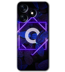 Tecno Spark 10C Kılıf HD Desen Baskılı Kılıf - Dark Neon Yaprak O Harfi