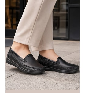Forelli LADEN-G Kadın Siyah (36-41) Deri Comfort Ayakkabı