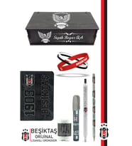 Beşiktaş Orijinal Lisanslı Kalem Bileklik Bloknot Kalemtraş Silgi Hediyelik Set (Siyah)