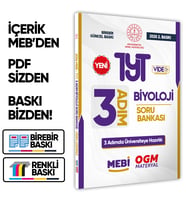 2026 TYT MEBİ-OGM 3 ADIM Biyoloji Soru Bankası RENKLİ A4 Boyut Video Çözümlü BASKI ÜCRETİ