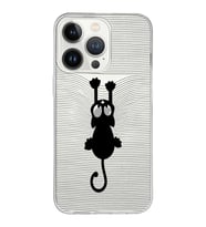 Apple iPhone 13 Pro Uyumlu Kapak Çizgi Kedi Tasarımlı Şeffaf Silikon Kılıf