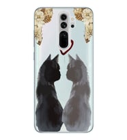 Redmi Note 8 Pro Uyumlu Kedi Çiftler Tasarımlı Şeffaf Telefon Kılıfı