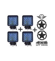 Off Road Sis Farı Sis Lambası 16 Led Kare 4'lü Paket Mavi