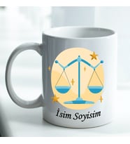 Kişiye Özel İsim ve Fotoğraf Baskılı Terazi Burçlu Kupa Bardak No:005