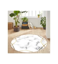 Eliana Home Baskılı, Yıkanabilir Kaymaz Taban Yuvarlak Halı LNA7115 120x120 cm (Sarı)