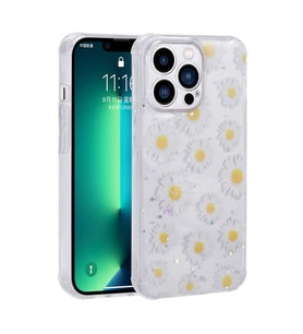 Lexroo iPhone 13 Pro Max Kılıf Simli Desenli Kamera Korumalı Parlak Popy Kılıf - Papatya