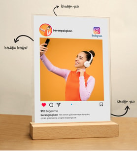Kişiye Özel Fotoğraflı İnstagram Tasarımlı Masaüstü Pleksi Plak Çerçeve