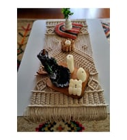 Makrome Boho Runner, Sunum, Servis (Ekru)