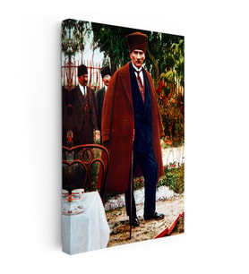 Kanvas Tablo Atatürk Uzun Paltolu Ve Bastonlu Atatürk Tablosu Ev Ofis Duvar Dekoru