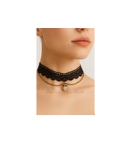 Gotik Siyah Dantel Kolye. Dantel Choker Kolye Ayarlanabilir Zincir. Zirkon Taş detaylı