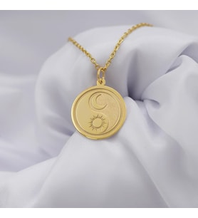 Kişiye Özel 925 Ayar Gümüş Tasarım Yin Yang Kolye (Gold)