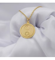 Kişiye Özel 925 Ayar Gümüş Tasarım Yin Yang Kolye (Gold)