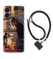 Tecno Spark 9T Kılıf Silikon Boyun Askılı İpli Desenli Silikon Kız ve Kedi 1762