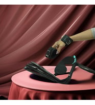 FANTEZİ GAME BDSM KELEPÇE KIRBAÇ VE GÖZ MASKESİ SET (Siyah)