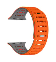Apple Watch 44/45/46/49mm Kordon Renkli 3Delikli Esnek Silikon Strap 124 2/3/4/5 (Turuncu-Gri)