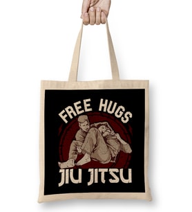 Funny Free Hugs Jiu Jitsu Pun BJJ Martial Arts Bez Çanta Uzun Saplı