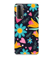 PrintiFy Huawei P Smart 2021 ile Uyumlu 1mm Slim Fit Retro Renkler 1 Baskılı Şeffaf  Kılıf