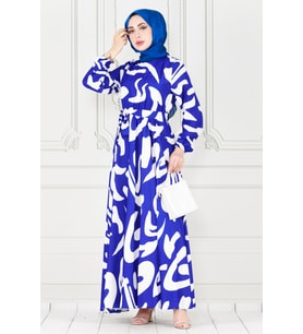 Geometrik Desenli elbise-Saks Mavi (SAKS MAVI)