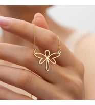 Kişiye Özel Minimal Çizim Yusufçuk Kolye 925K Gümüş (Gold)