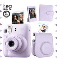 Instax mini 12 Lila Fotoğraf Makinesi-10'lu Film-Çerçeve-Kare Albüm ve Deri Kılıf Seti