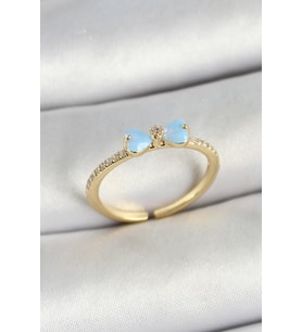 Pirinç Fiyonk Figürlü Zirkon Taşlı Gold Renk Ayarlanabilir Kadın Yüzük