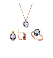Oval Pırlanta Montür Gümüş Set  GMS151 (Çok Renkli)
