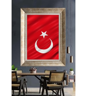 Tablore Türk Bayrağı Çerçeveli Tablo Dalgalanan Türk Bayrağı Duvar Dekoru Ev Ve Ofis Tablosu