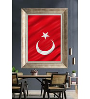 Tablore Türk Bayrağı Çerçeveli Tablo Dalgalanan Türk Bayrağı Duvar Dekoru Ev Ve Ofis Tablosu