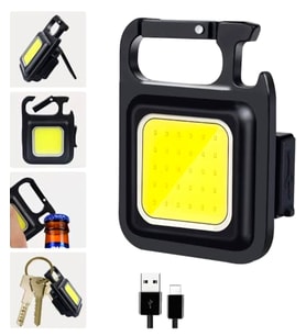Mini Cob Led Anahtarlık El Feneri Usb Şarjlı Lamba Anahtarlık Cep Feneri Kamp Lambası (Beyaz)