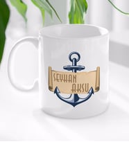 BK Gift Kişiye Özel İsimli Çapa Tasarımlı Beyaz Kupa Bardak-3
