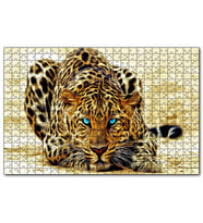Cakapuzzle Mavi Gözlü Leopar İllüstrasyon  Puzzle Yapboz MDF (Ahşap) (120 Parça)