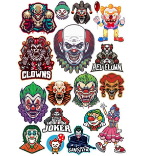 Palyaço Sticker Set 16 Parça Telefon, Tablet, Defter, Laptop Sticker