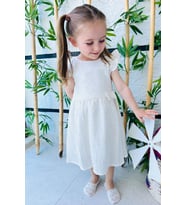 Breeze Kız Çocuk Elbise Fiyonklu Kolları Fırfırlı 3-7 Yaş, Ekru