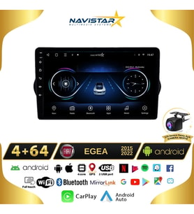Fiat Egea 4GB + 64GB Kablosuz Carplay 2015-2022 Android 13 Navigasyon Multimedya Sistemi