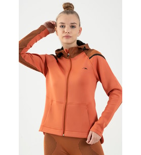 Maraton SlimFit Kadın Kapüşonlu Bakır Tracktop